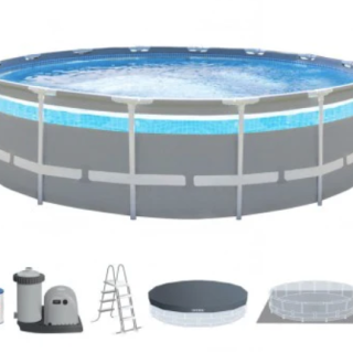 Piscina Estructural Redonda INTEX Prism Frame Clearview Ventana Panorámica 488 x 122cm, 19.156L