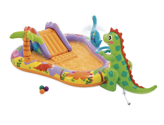 Piscina Centro de Juegos Acuático Inflable INTEX Dino Park con Tobogán